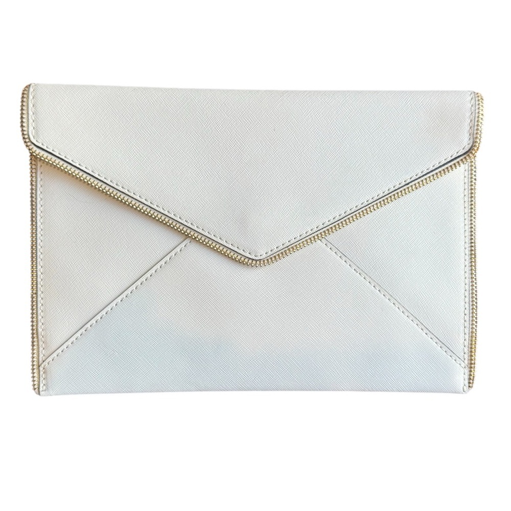 NWOT Rebecca Minkoff White Saffiano Leather envelope Clutch Bag MSRP $145